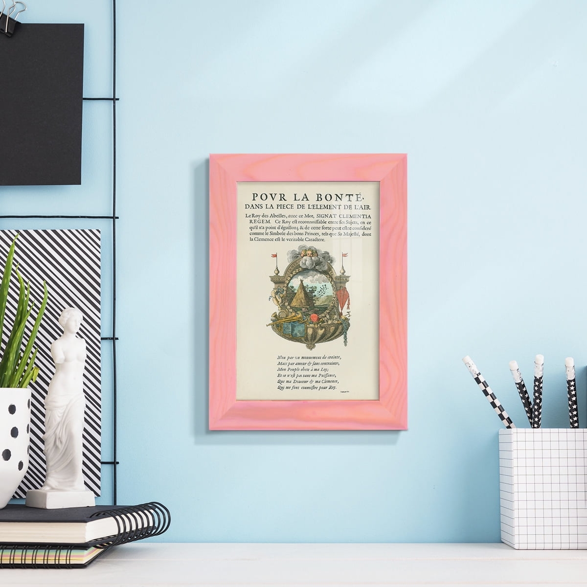 Printed Embellished Bookplate III - Framed Print w/glass - Sunset Pink