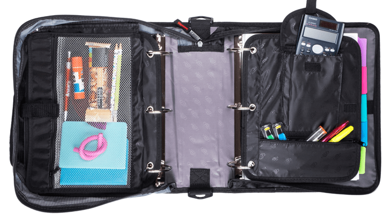 Case It 2" Dual D-Ring Zipper Backpack Binder, Black and Red