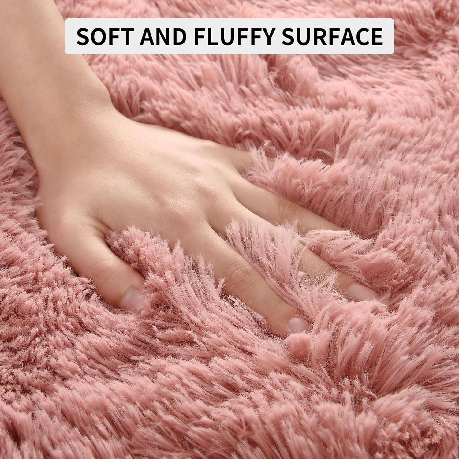 Lochas Soft Plush Fluffy Rugs Modern Indoor Shaggy Area Rug for Bedroom Living Room Home Decor Floor Carpet,5'x8',Blush Pink