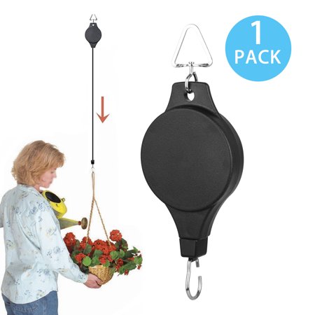 EEEkit Retractable Plant Pulley Adjustable Hanging Flower Basket Hook Hanger for Garden Baskets Pots and Birds Feeder Hanging Basket Indoor Outdoor Decoration,High Up and Pull Down