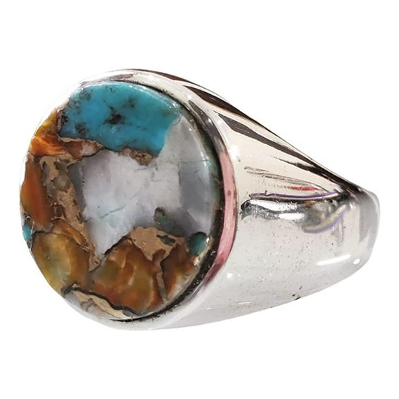 Oyster Copper Turquoise Mans Ring, Natural Copper Turquoise, Silver Jewelry, 925 Silver Ring, Birthday Gift, Heavy Mens Ring, Simple Heavy Design Ring, Christmas, Plain Mens Signet Ring
