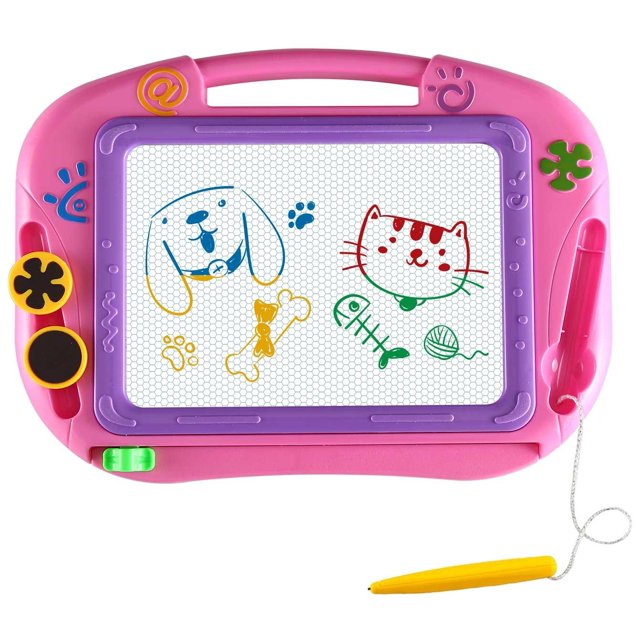 Tableta de dibujo magnética para niños: tablero educativo para dibujar, regalo para niñas y niños (rosa)