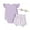 Purple, variant on Musuos Baby Girls 3Pcs Summer Outfit 3 6 9 12 18Months Fly Sleeve Crew Neck Romper + Bow Front Shorts + Headband Set Cute Clothes