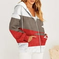 thumbnail image 6 of Usmixi 2025 Winter Womens Sweatshirt Coat Women Hooded Outwear Tops Trendy Color Patchwork Drawstring Hoodies Sweatshirt Coat Fall Long Sleeve Open Front Zip Loose Jacket with Pocket, 6 of 6