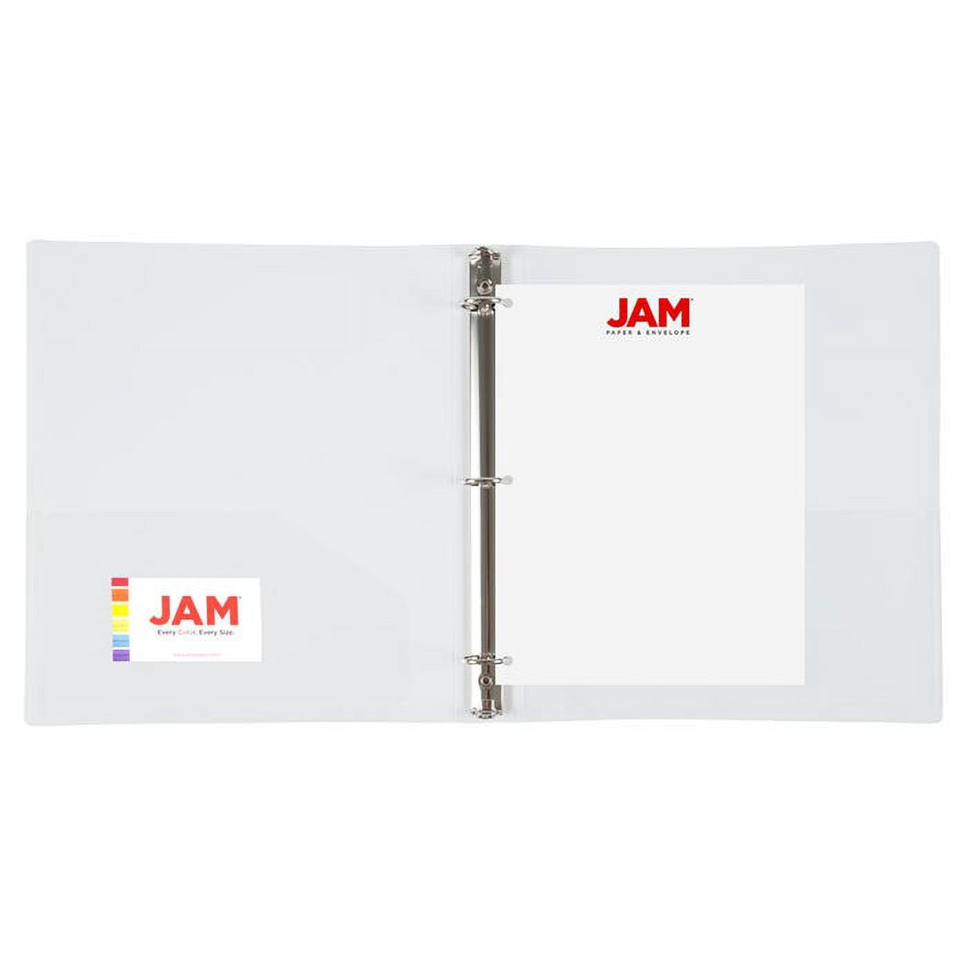 JAM Paper & Envelope Plastic Binder, 1 inch, White, 11.5 x 10.25, 1 Pack