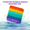 thumbnail image 3 of Paquete de 4 cuadrados Push Pop Bubble Fidget It Sensory S, silicona para aliviar el estrés haciendo estallar su juego Poppers para adultos, mujeres y niñas (arcoíris, morado, azul, blanco) Adepaton CJWUS-6900, 3 of 7