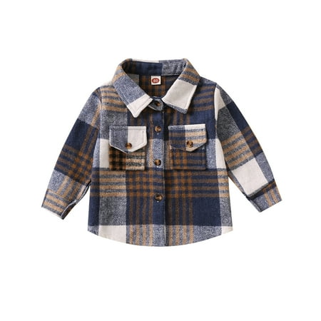 

GYRATEDREAM 0-5T Little Kids Toddler Baby Boy Girl Shirt Jacket Plaid Long Sleeve Button Down Fall Flannel Shacket Coat Tops