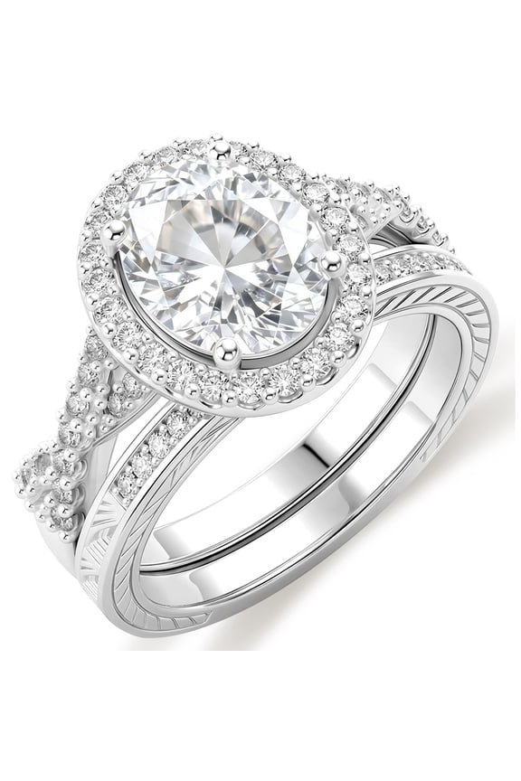 S925 Sterling Silver Plated Oval Wedding Rings for Women CZ Eternity Promise Band Engagement Rings Set Birthday Mothers Day Jewelry Gifts Her Mom Wife Girlfriend Adults Ideas