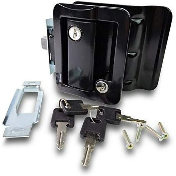 RV Travel Trailer Entry Door Lock Polar Black Paddle Deadbolt