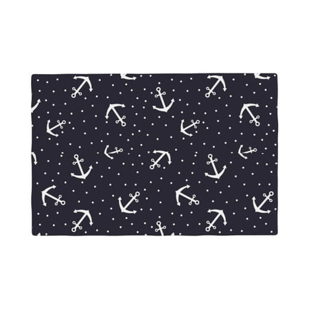 

Table Placemats Set of 6 - cute white anchor dots navyblue 12x18 In Faux Linen Double Heat Resistant Place Mats Cloth Indoor/Outdoor Placemats Washable Table Mats for Dining Kitchen Party