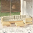 thumbnail image 1 of vidaXL 7 Piece Garden Lounge Set with Cream Cushions Solid Pinewood, 1 of 5