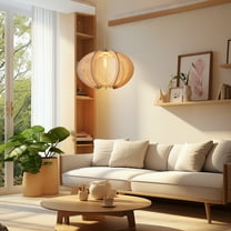 UEEYAC Wabi Sabi Scandinavian Wooden Pendant Lights Mid Century Rope Chandelier