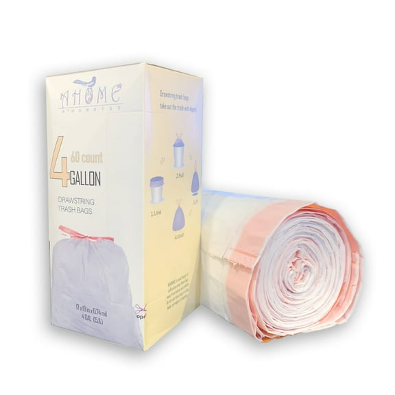 A*Homeist Trash Bag 4 Gallon Heavy Duty Car Office Garbage Bags Trash Liners 0.7 Mil Thick, 60 Count