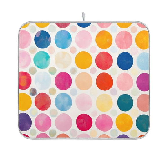 Yayeee Dish Drying Mat for Kitchen Counter 16"x18" Microfiber Absorbent Pad, Colorful Circles