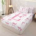 thumbnail image 2 of Manfei Pastel Pink Circle Zipper Full Size Comforter Sets with Fitted Sheet and 2 Pillowcases For Kids,Kawaii Letter E Monogram Zipper Bedding Set For Girls,Pink Reversible,4 Pieces, 2 of 7
