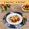 thumbnail image 4 of Blue Black Flowers Round 13 Inch Placemats Set of 8, Modern Abstract Blooms Floral HeatResistant Non Slip Place Mats for Dining Table, Wipeable Braided Kitchen Table Mats for Housewarming, 4 of 9