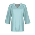 thumbnail image 3 of Womens Blouses Women's Summer Casual 3/4 Sleeve T-Shirt Solid V Neck Pullover Top, 3 of 4