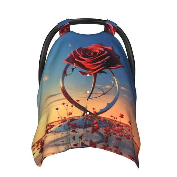 Car Seat Cover Baby - Sunset Rose Elegance Breathable Infant Car Seat Cover for Baby Carseat, Lightweight Comfort Baby Essentials Must Haves Newborn Stuff for Girl Boy