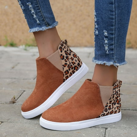 

Casual Shoes Leisure Women s Four Seasons Flock Leopard Print Non Slip Flat Round Toe Breathable Slip On Lazy Shoes