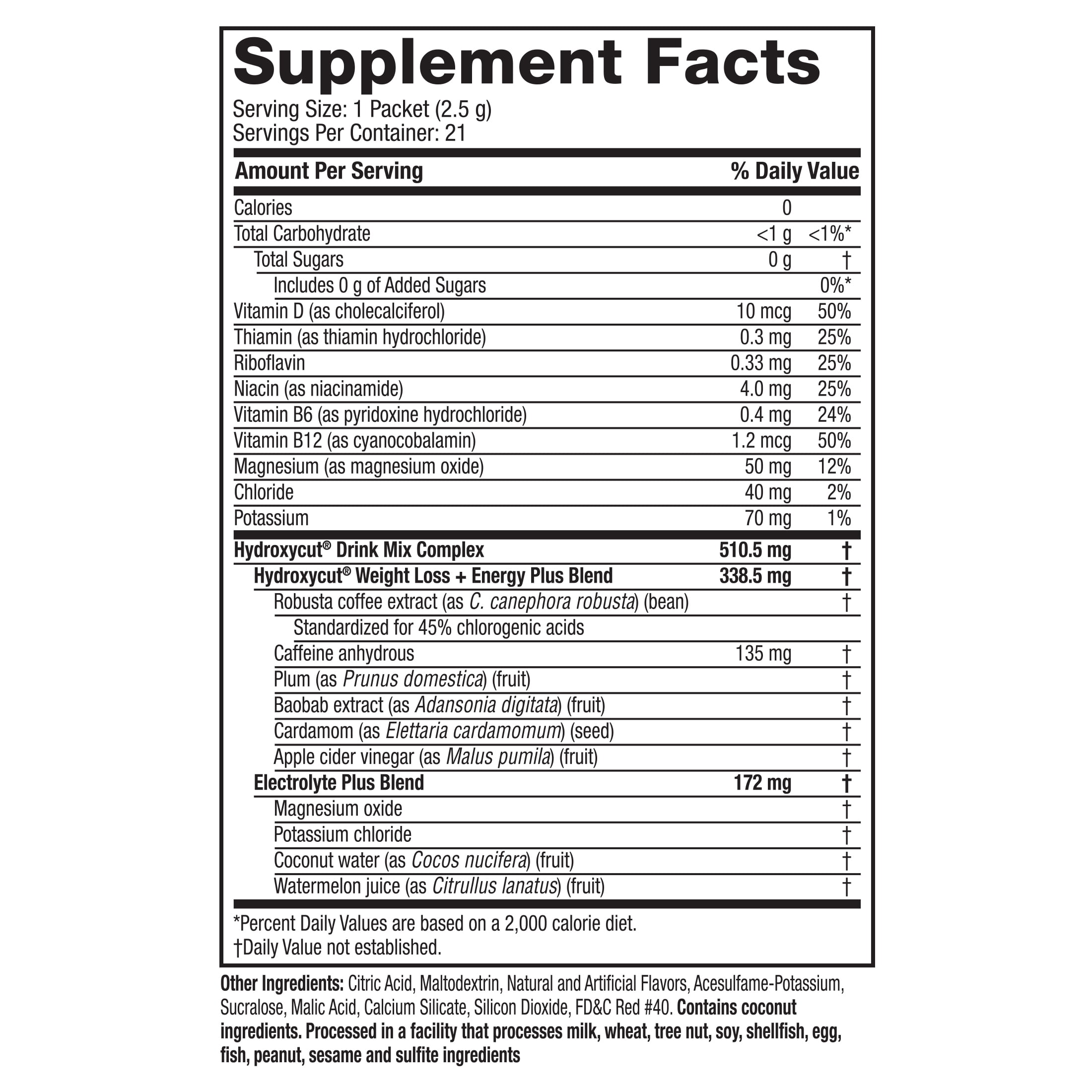 Hydroxycut Original Weight Loss Powder Drink Mix Packets, Burn Calories, Increase Energy, Wildberry Blast, 21 Count