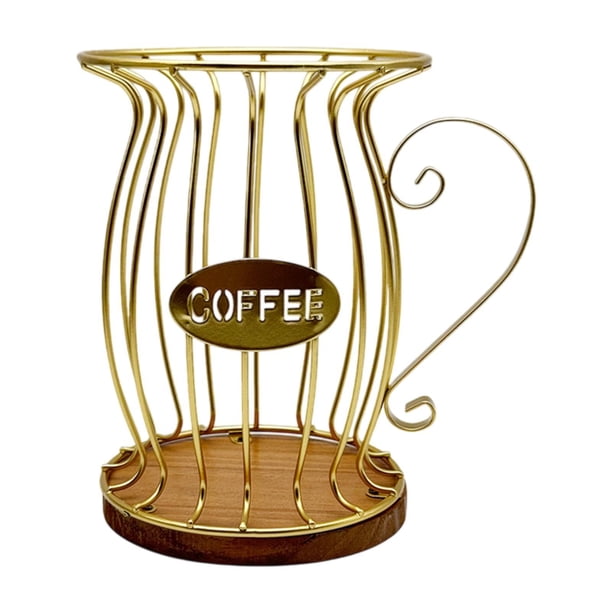 Cesta portafiltros de café, organizador de accesorios para barra de café, estuche con madera Oro