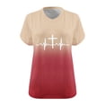 thumbnail image 3 of Wlylongift Summer 2024 New StyleWomen's V-neck short sleeved Gradient color Tops Girls sports T-shirt Easter, 3 of 3