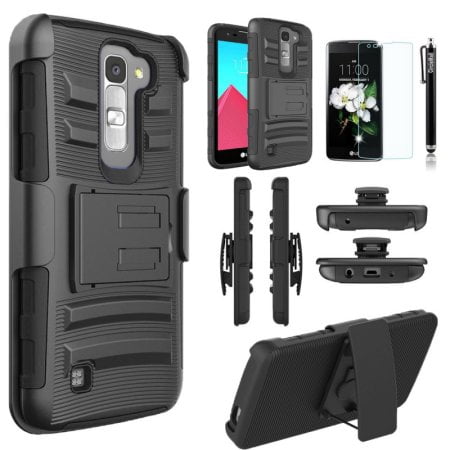 LG Phoenix 2 Case, LG K7 Case, LG Treasure Case, LG Tribute 5 Case, Dual Layers [Combo Holster] Case And Built-In Kickstand with [HD Screen Protector] And Circlemalls Stylus Pen (Phoenix Hd Best Ship)