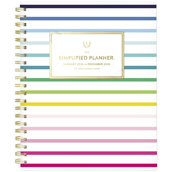 AT-A-GLANCE 2026 Planner, Simplified by Emily Ley, Weekly & Monthly, 8.5" x 11", Large, Happy Stripe (EL45-905-26)