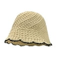 thumbnail image 4 of Sombrero de cubo tejido a mano Yinane para mujer elegante sombrero para el sol regalo de cumpleaños viaje por la calle Beige, 4 of 8