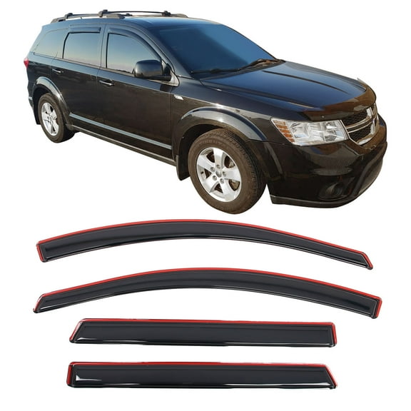 Ikon Motorsports In-Channel Window Visors for 2009-2020 Dodge Journey Somke Rain Deflectors 4PCS