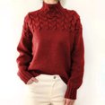 thumbnail image 3 of Jumpingount Suéter de mujer cuello medio alto Color sólido elástico chica pulóver cálido clima frío Tops Casual interior exterior moda adultos Prendas para la parte del cuerpo Rojo L Jumpingount AP013959-08, 3 of 6