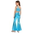 thumbnail image 2 of Alvivi  Girls Sequin Dance Outfit Metallic Crop Top with Bell-Bottom pants Jazz Performance Outfit 5-16 Years Light Blue 12, 2 of 7