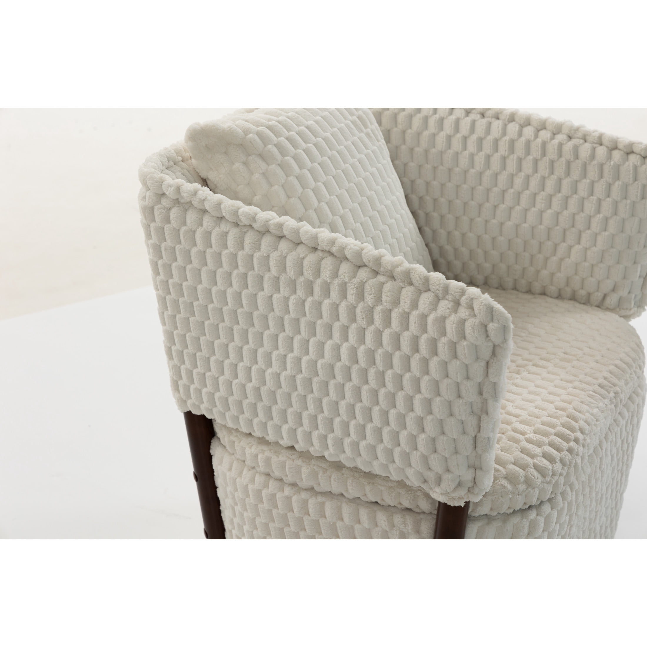 GDF Studio Derwin Mid-Century Modern 360° Swivel Accent Chair with Storage, Reading Armchair for Living Room, Antique White