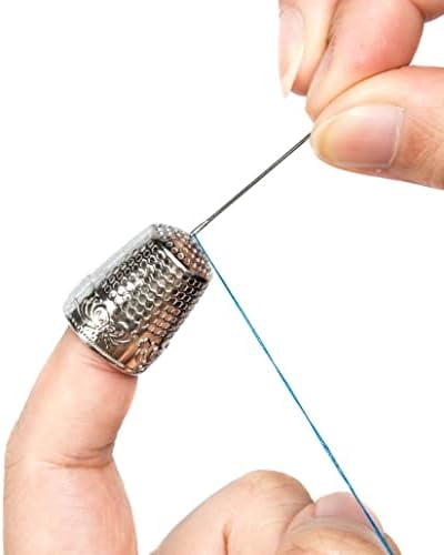 AXEN 4 Pieces Sewing Thimble, Metal Sewing Thimble Finger Protector, Accessories DIY Sewing Tool, Silver