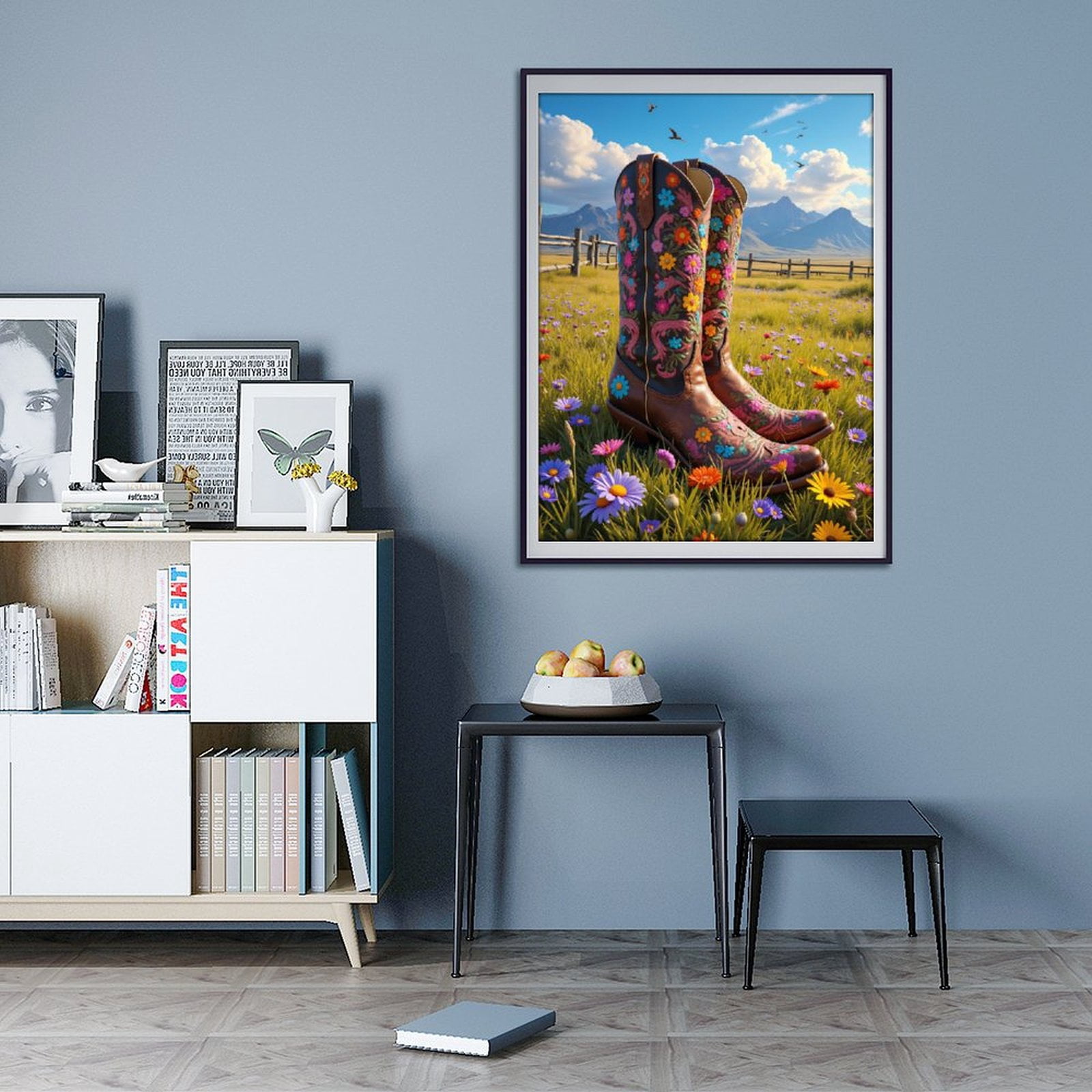 Diamond Art Kits for Adults - 5d Colorful Embroidered Cowboy Boots Field Diamond Painting for Adults, Diamond Art for Adults Beginners, Diamond Painting Kits for Adults for Home Wall Decor