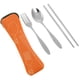 thumbnail image 2 of Vajilla para acampar - Palillos portátiles de acero inoxidable con cuchara y tenedor con bolsa de almacenamiento Juego de cubiertos para acampar(naranja), 2 of 5