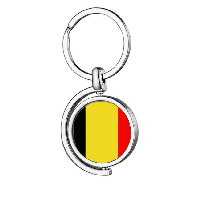 Bélgica bandera nacional Europa país Rotating keychain Metal Keyring Holder