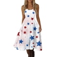 thumbnail image 2 of HAJWOH Women Independence Day Dresses 50s 60s Vintage Sleeveless Star and Stripe Print Cocktail Swing Dress Retro Patchwork Midi Evening Dress White XL, 2 of 4