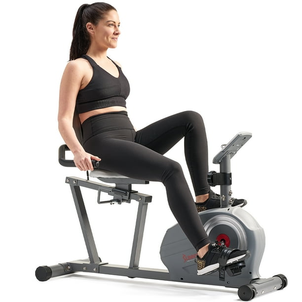Sunny Health & Fitness Essentials Series Smart Recumbent Bike with Exclusive SunnyFit