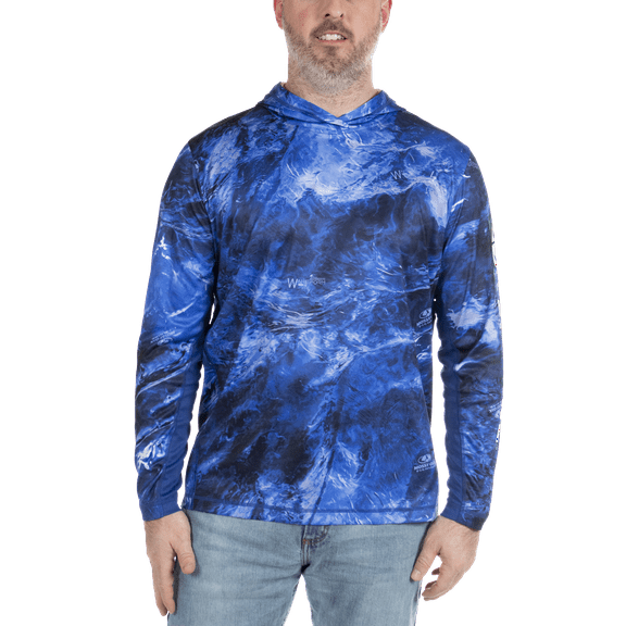 Mossy Oak Men's Performance Hoodie, Mossy Oak Wakeform Dark Blue, Size Small