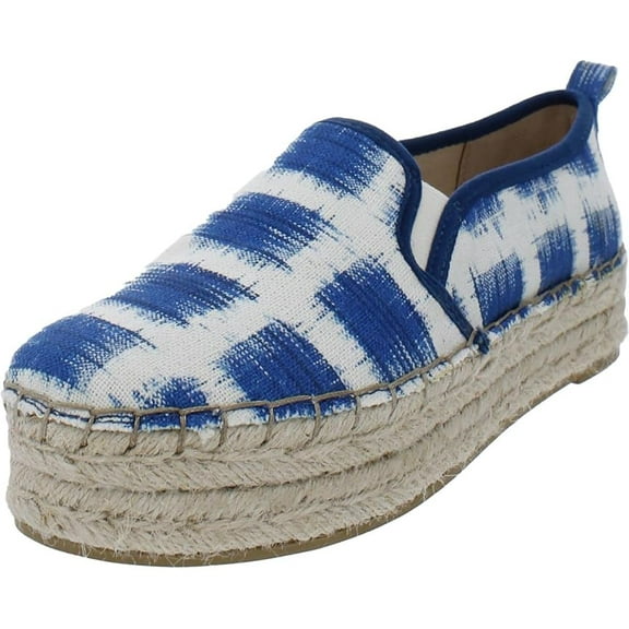 Sam Edelman Carrin Blue/Multi Gingham Print Fashion Slip On Platform Rounded Toe Shoes (Blue/Multi Gingham Print, 5)