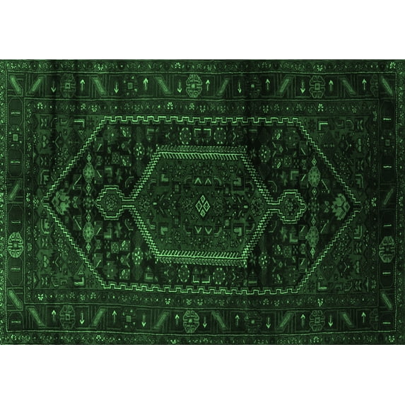 Ahgly Company Indoor Rectangle Persian Emerald Green Traditional Area Rugs, 7' x 10'