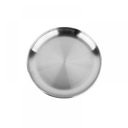 

Camping Stainless Steel Tableware Dinner Plate Food Container Holder Dish Round Tray Mess Plate