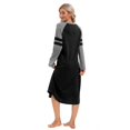 thumbnail image 3 of Women's Nightgown Scoopneck Sleepshirts Nightshirt,Long Sleeve Loose Comfy Pajamas Dress Sleep Shirt Casual Loungewear,Knee Length Updated Boyfriend Nightshirt,S-XXL Black 1, 3 of 9