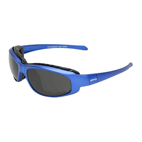Global Vision Hercules 2 Plus Blue Metallic Smoke Lens Wrap Around Foam Smoke Motorcycle ATV