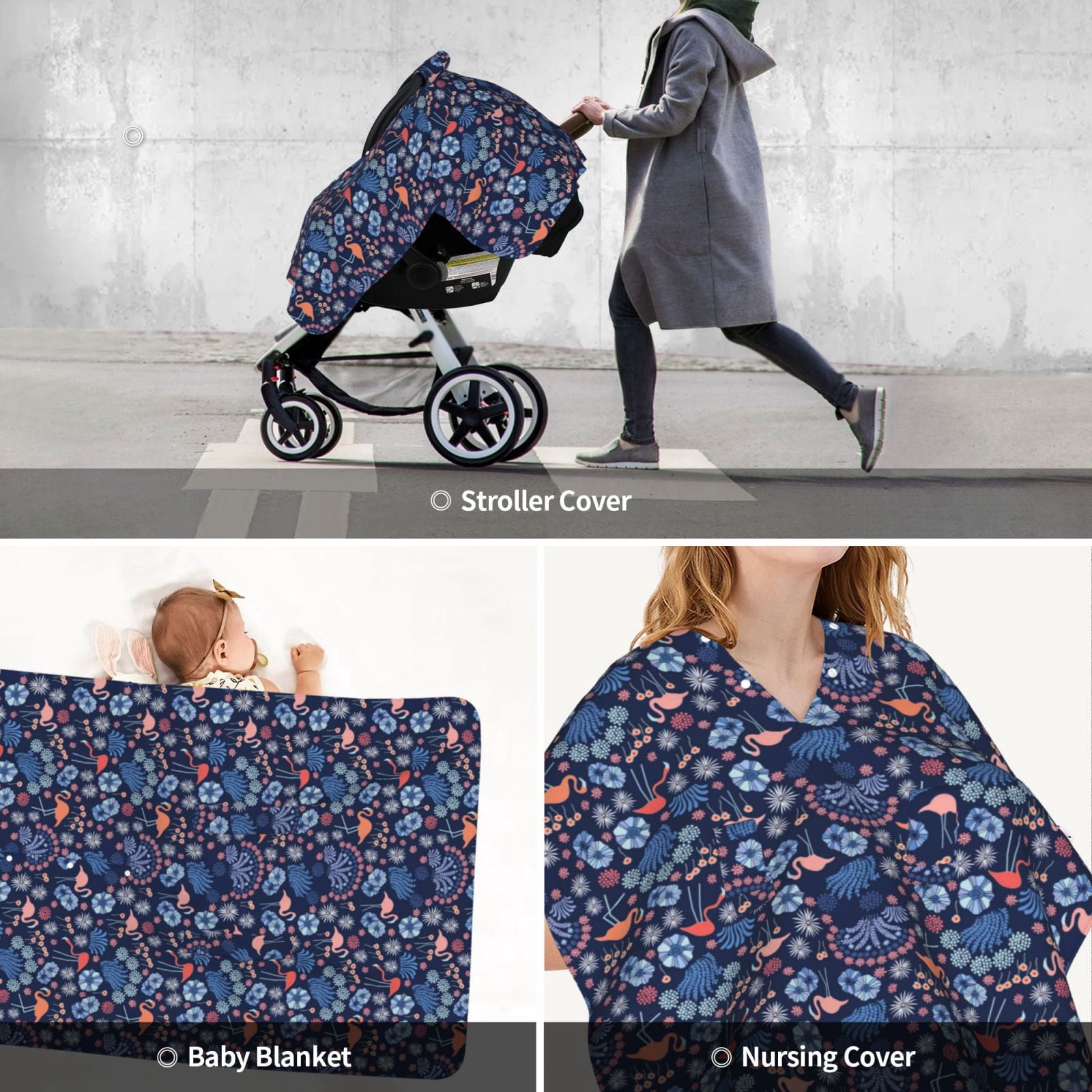 Car Seat Cover Baby - stork blue Breathable Infant Car Seat Cover for Baby Carseat, Lightweight Comfort Baby Essentials Must Haves Newborn Stuff for Girl Boy