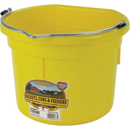 Miller Flat Back Plastic Bucket - Miller Mfg Co Inc P-Little Giant Plastic Flat Back Bucket- Yellow 8 Quart