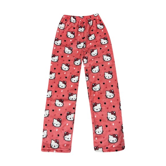 Pantalon de Pyjama, Pantalon Chat Rose Y2K, Pantalon de Pyjama Mignon Hello kitten pour Femmes, Pantalon de Pyjama Kawaii pour Enfants, Pantalon de Pyjama Chat Été