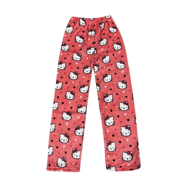 Pantalon de Pyjama, Pantalon Chat Rose Y2K, Pantalon de Pyjama Mignon Hello kitten pour Femmes, Pantalon de Pyjama Kawaii pour Enfants, Pantalon de Pyjama Chat Été