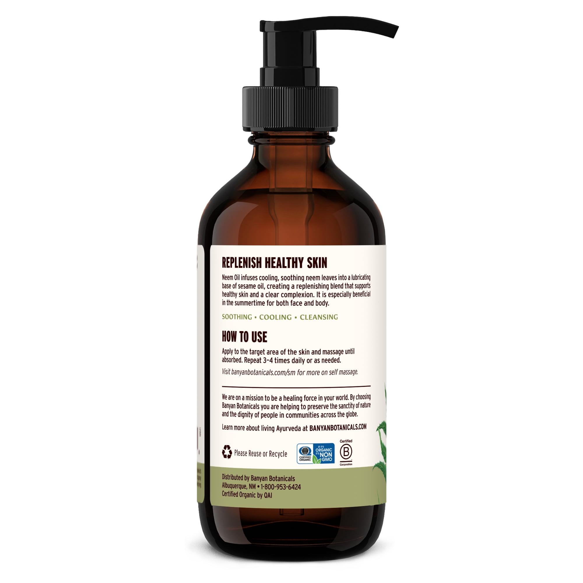 Banyan Botanicals Organic Neem Oil – Cooling & Soothing  Ayurvedic Neem Oil – Supports Healthy Radiant Skin – 8 oz. – Non-GMO Sustainably Sourced Abhyanga Massage Oil